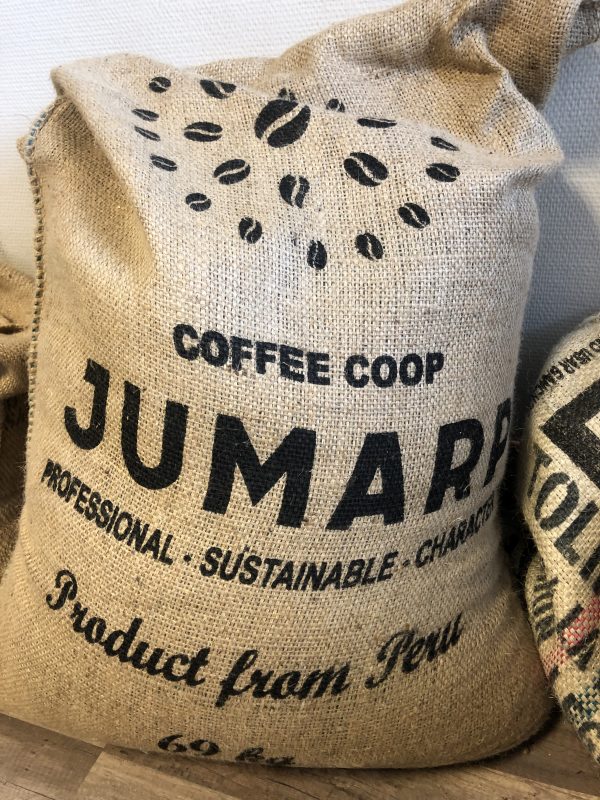 Kaffesekker i jute/strie